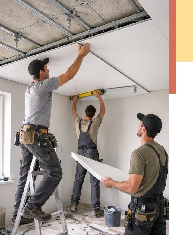 Монтаж потолка из ПВХ панелей в Мариинске от 3569 руб./м2 — быстро и недорого | ОТДЕЛОЧНИК-Мрн