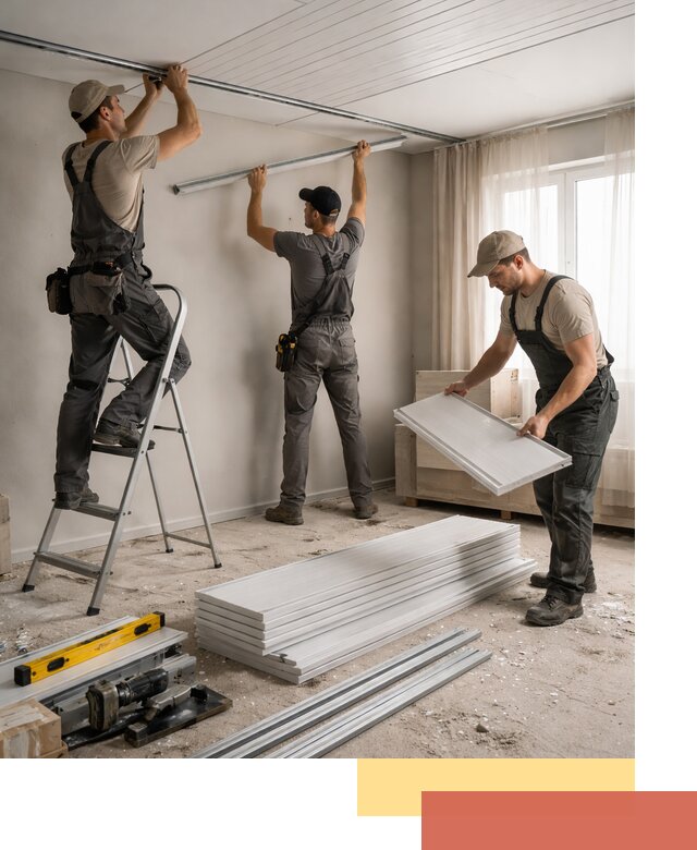 Монтаж потолка из ПВХ панелей в Мариинске оперативно и качественно