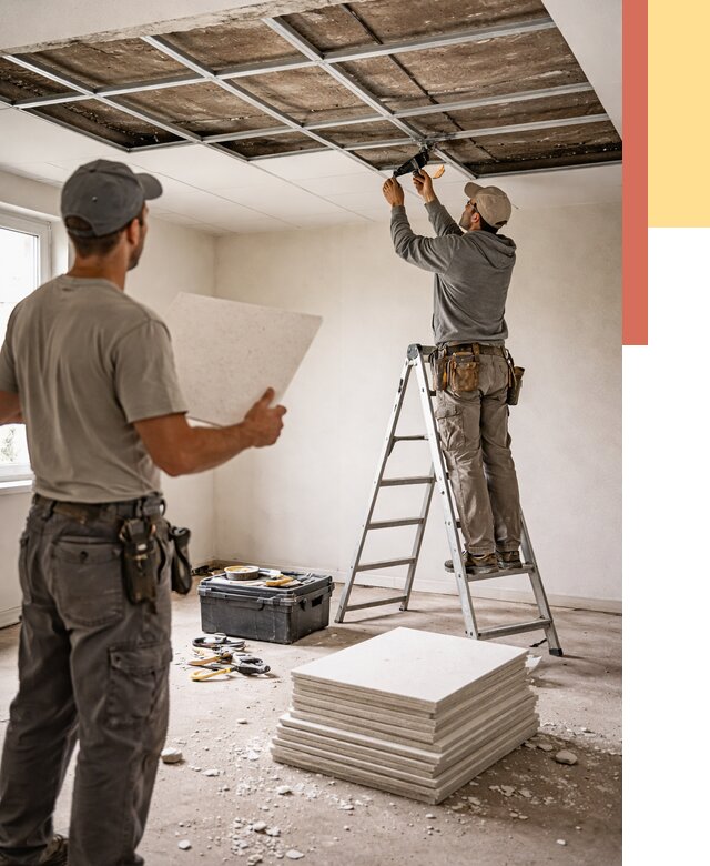 Замена плит подвесного потолка в Мариинске от 1785 руб. быстро и недорого | ОТДЕЛОЧНИК-Мрн