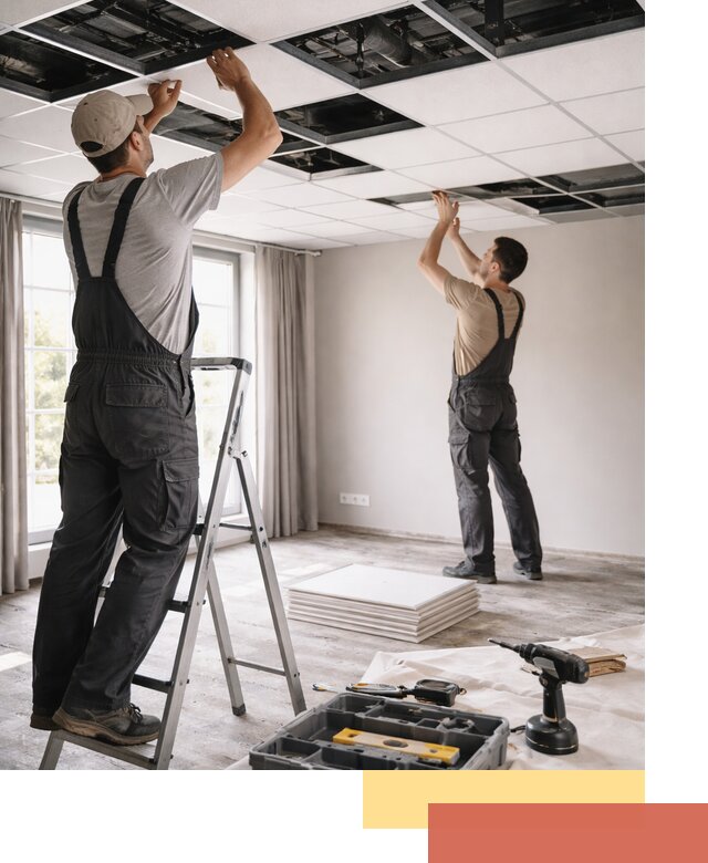 Замена плит подвесного потолка в Мариинске быстро и качественно