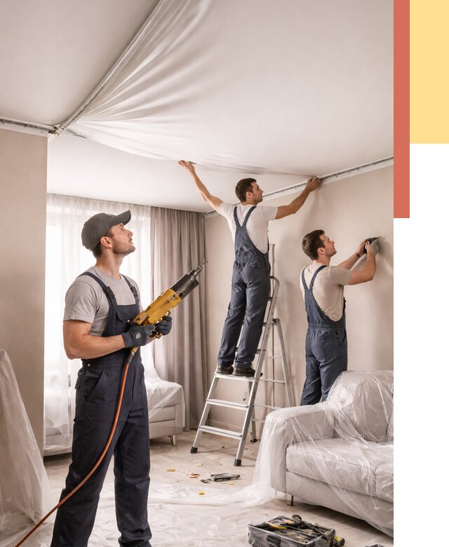 Установка натяжного потолка в Мариинске от 4589 руб. | Быстро и недорого — ОТДЕЛОЧНИК-Мрн