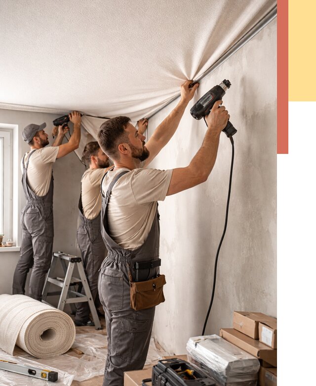 Монтаж фактурного натяжного потолка в Мариинске от 765 руб. — ОТДЕЛОЧНИК-Мрн