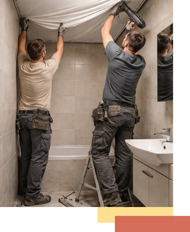 Монтаж натяжного потолка в ванной в Мариинске быстро и качественно