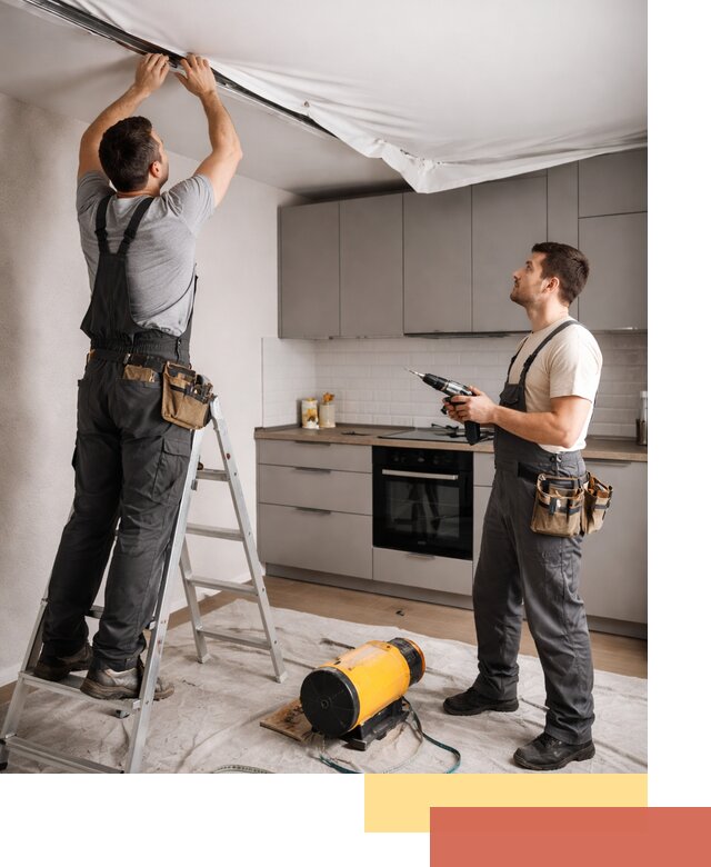 Монтаж натяжного потолка на кухне в Мариинске