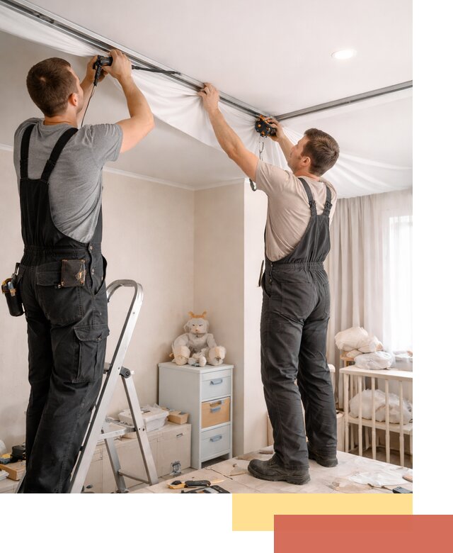 Монтаж натяжного потолка в детской комнате в Мариинске