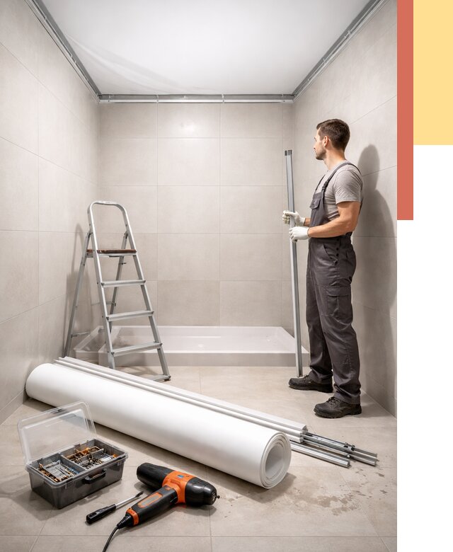 Монтаж натяжного потолка в санузле в Мариинске от 1887 руб. — ОТДЕЛОЧНИК-Мрн