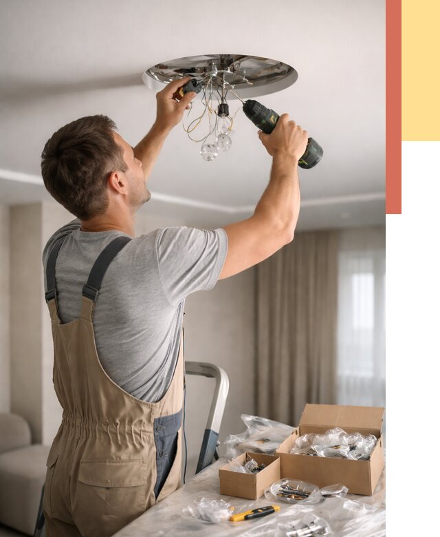 Установка люстры в натяжной потолок в Мариинске от 1224 руб. | Быстро и недорого — ОТДЕЛОЧНИК-Мрн