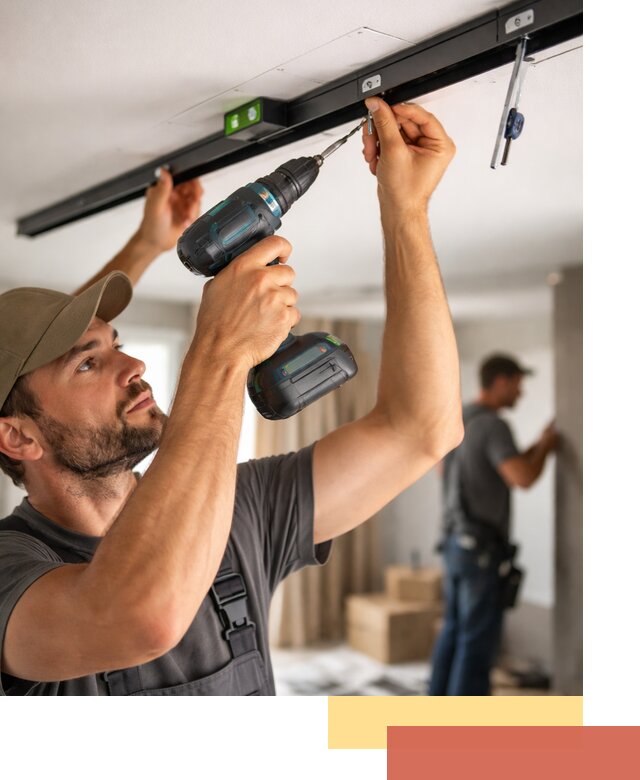 Установка трековых светильников в натяжной потолок в Мариинске