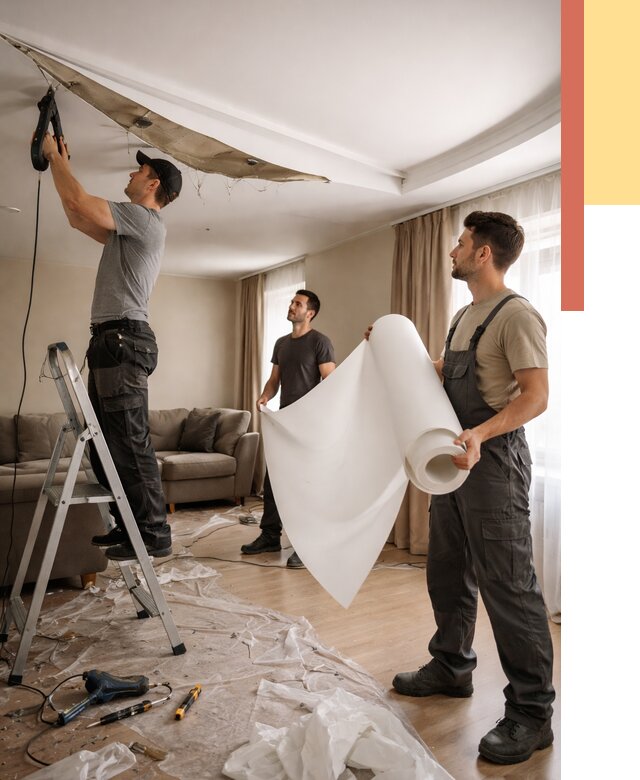 Замена полотна натяжного потолка в Мариинске от 9688 руб. быстро и недорого | ОТДЕЛОЧНИК-Мрн