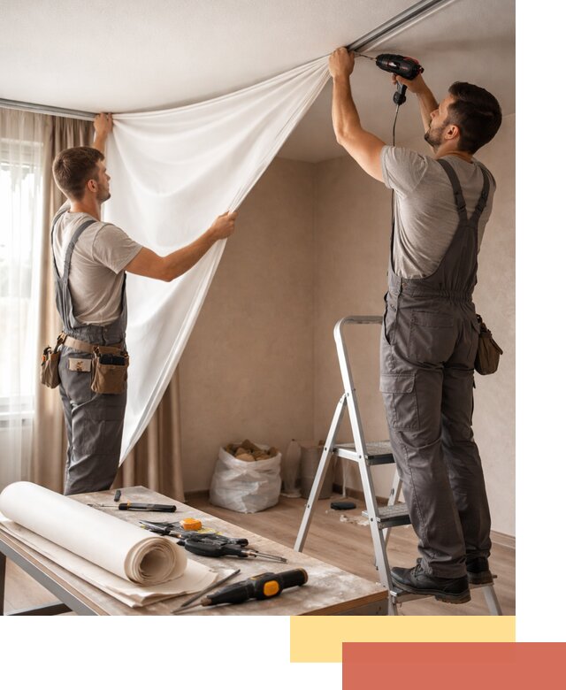 Замена полотна натяжного потолка в Мариинске быстро и качественно