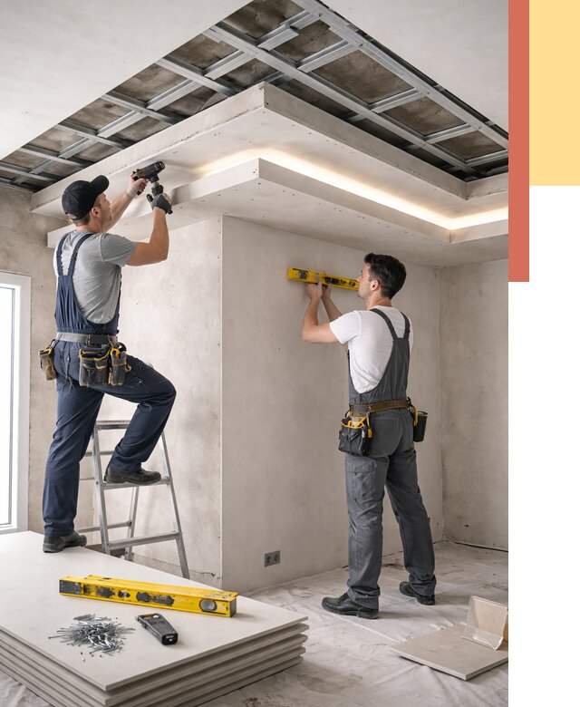 Двухуровневый потолок из гипсокартона в Мариинске от 1479 руб. под ключ | ОТДЕЛОЧНИК-Мрн