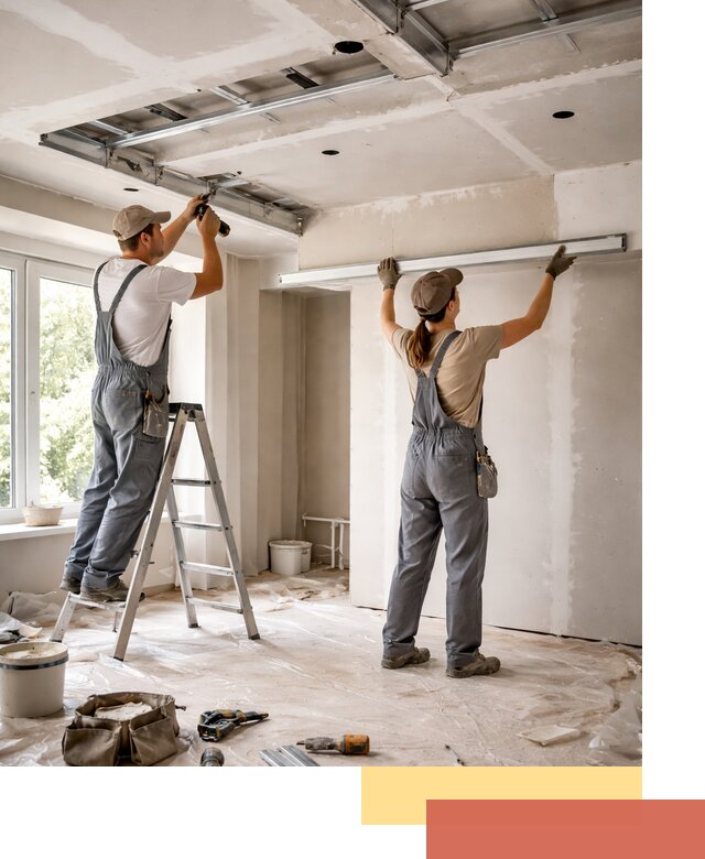 Монтаж многоуровневого потолка из гипсокартона в Мариинске