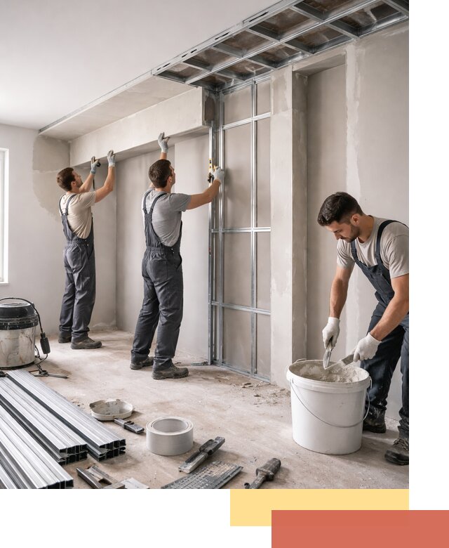 Монтаж потолка из гипсокартона с нишей в Мариинске