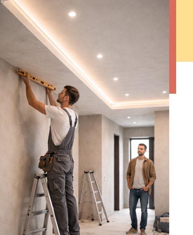 Потолок из гипсокартона с подсветкой в Мариинске от 765 руб./м2 под ключ | ОТДЕЛОЧНИК-Мрн