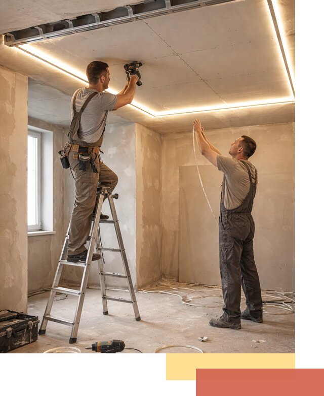 Потолок из гипсокартона с подсветкой в Мариинске