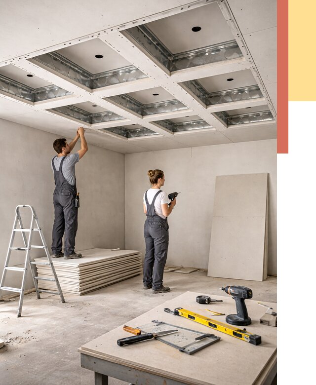 Кессонный потолок из гипсокартона в Мариинске от 1887 руб. — монтаж и под ключ | ОТДЕЛОЧНИК-Мрн