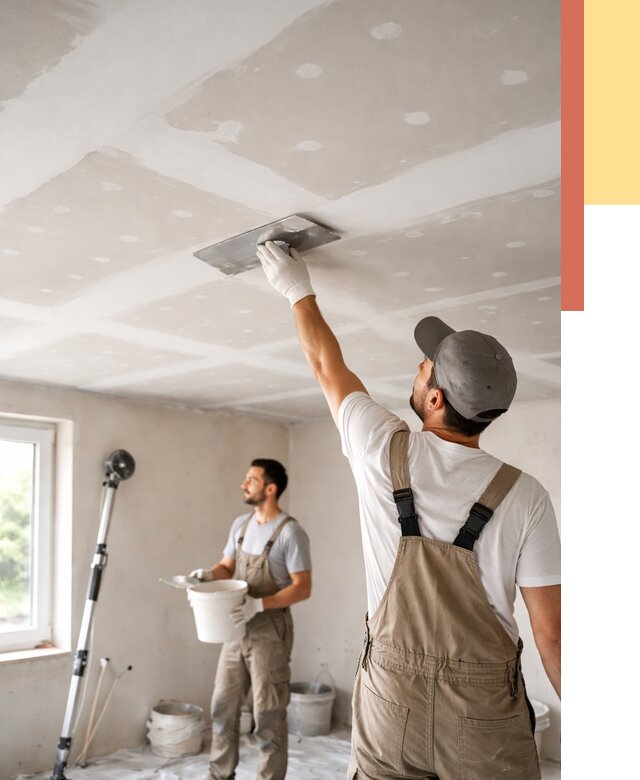 Шпаклевка потолка из гипсокартона в Мариинске от 3263 руб./м2 — услуги под ключ | ОТДЕЛОЧНИК-Мрн