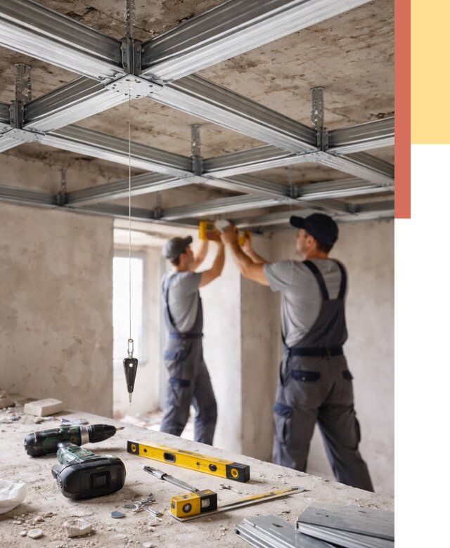 Монтаж каркаса потолка из профиля в Мариинске от 4589 руб. — услуги ОТДЕЛОЧНИК-Мрн
