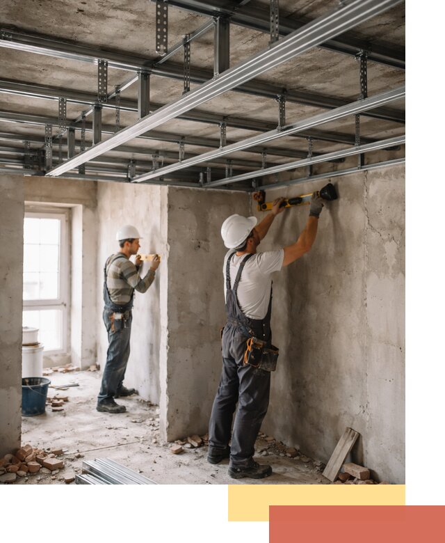 Монтаж каркаса потолка из профильного профиля в Мариинске