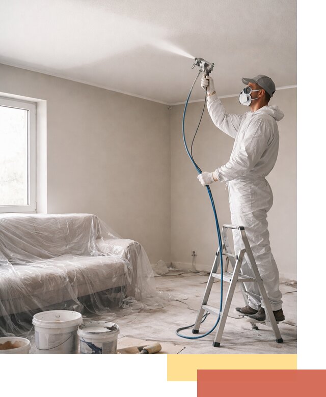 Покраска потолка краскопультом в Мариинске быстро и качественно