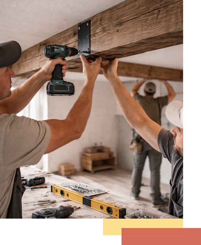 Монтаж декоративных потолочных балок в Мариинске