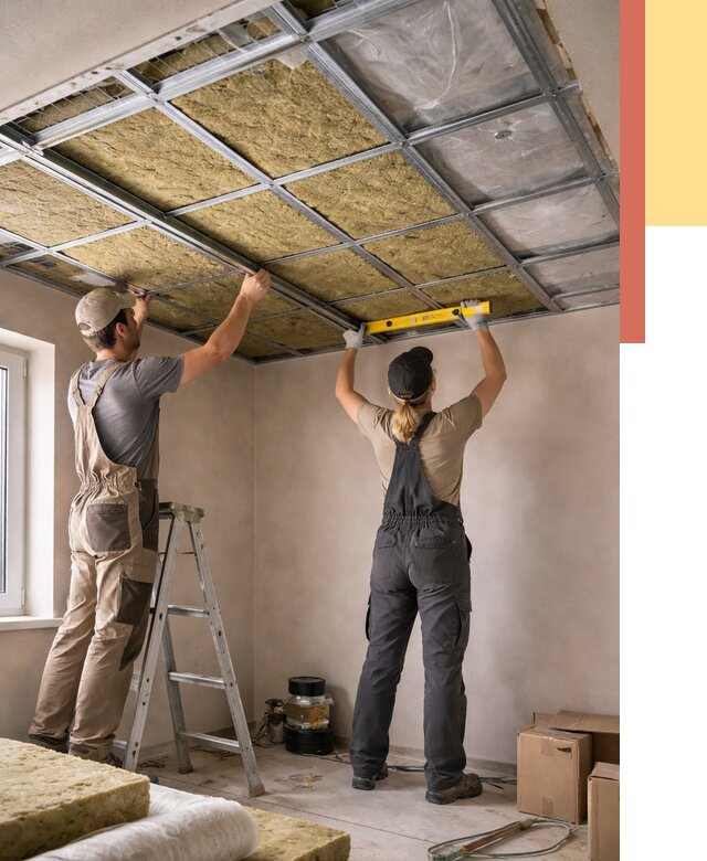 Шумоизоляция потолка в Мариинске от 1275 руб. под ключ — услуги ОТДЕЛОЧНИК-Мрн